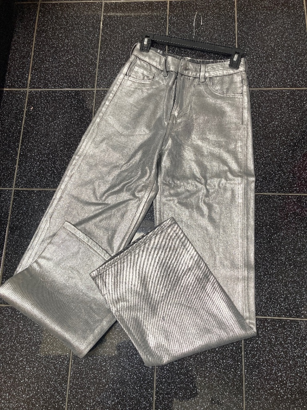 NWT Divided Silver Metallic Wide Leg Jeans Sz 2